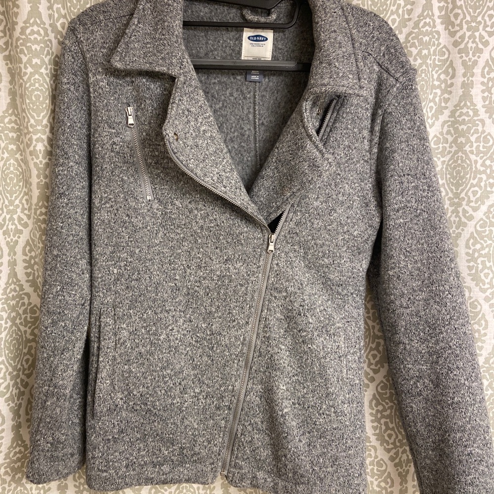 Fleece gray zip up sweatshirt